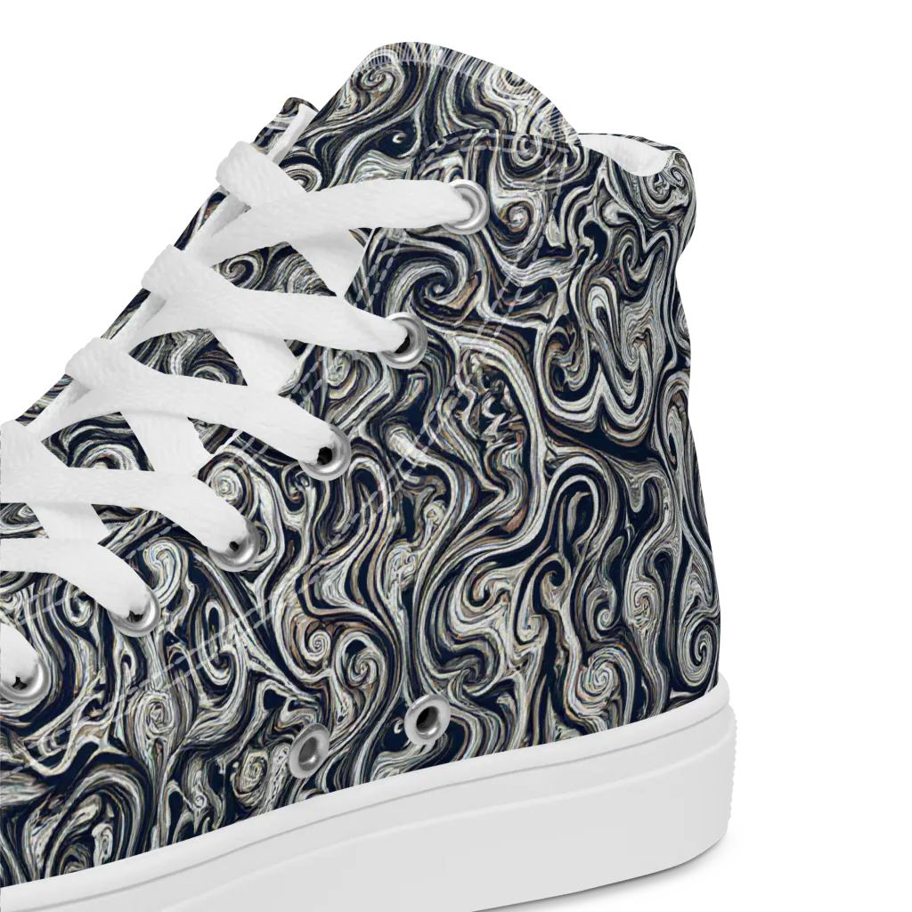 Midnight Marbling on Women's High Top Canvas Shoes — Product details 2