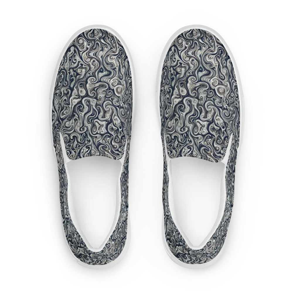 Midnight Marbling on Men's Slip-On Canvas Shoes — Front