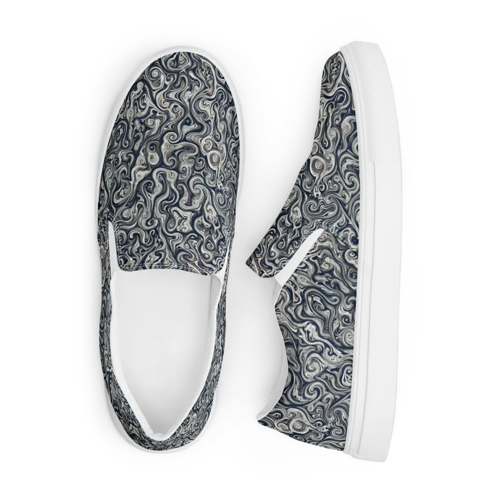 Midnight Marbling on Men's Slip-On Canvas Shoes — Front