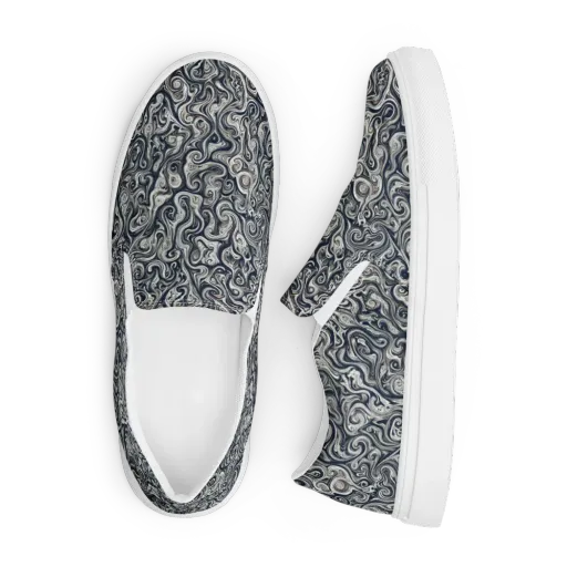 Midnight Marbling on a Men's Slip-On Canvas Shoes