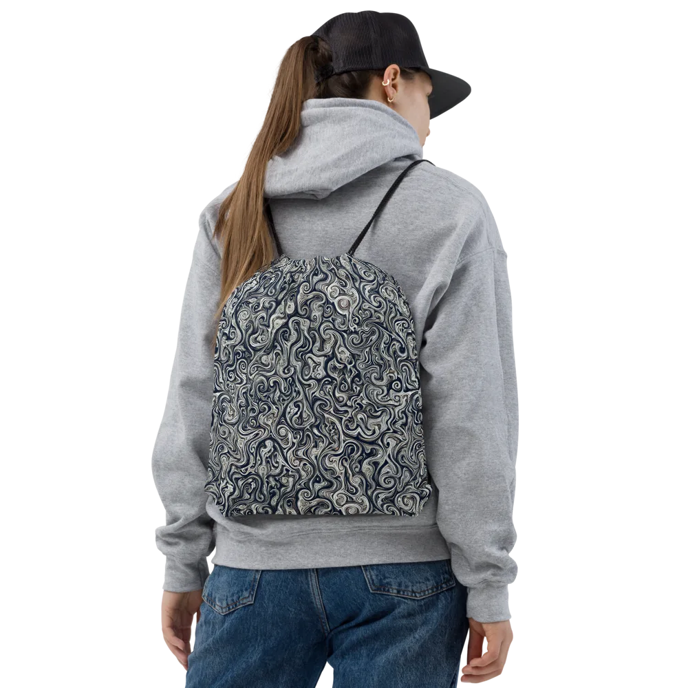 Midnight Marbling on Drawstring Bag — Front