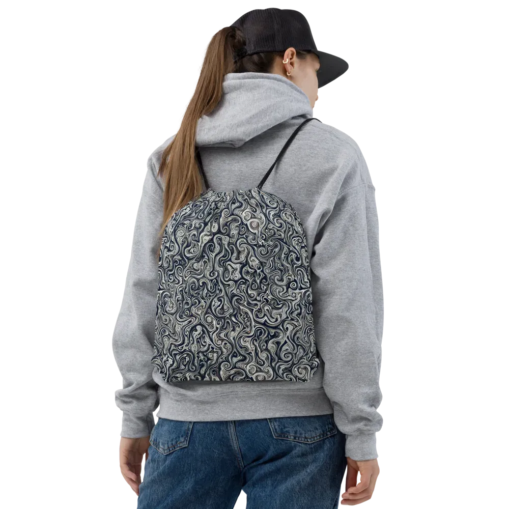 Midnight Marbling on Drawstring Bag — Front