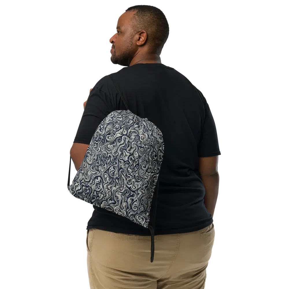 Midnight Marbling on Drawstring Bag — Front