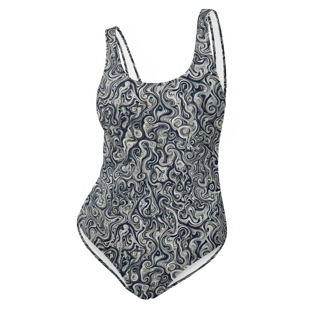 Midnight Marbling on One-Piece Swimsuit — Front