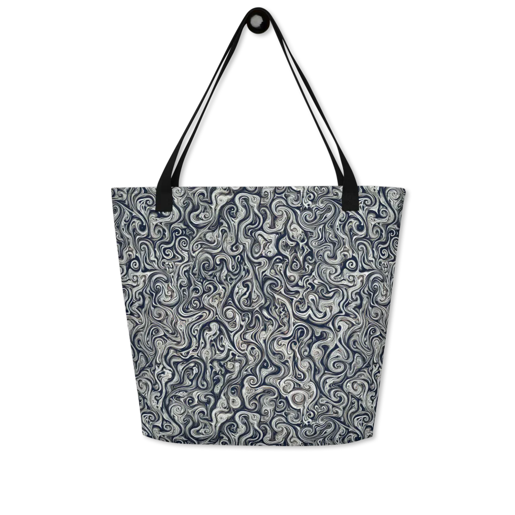 Midnight Marbling on Large Tote Bag W/ Pocket — Front