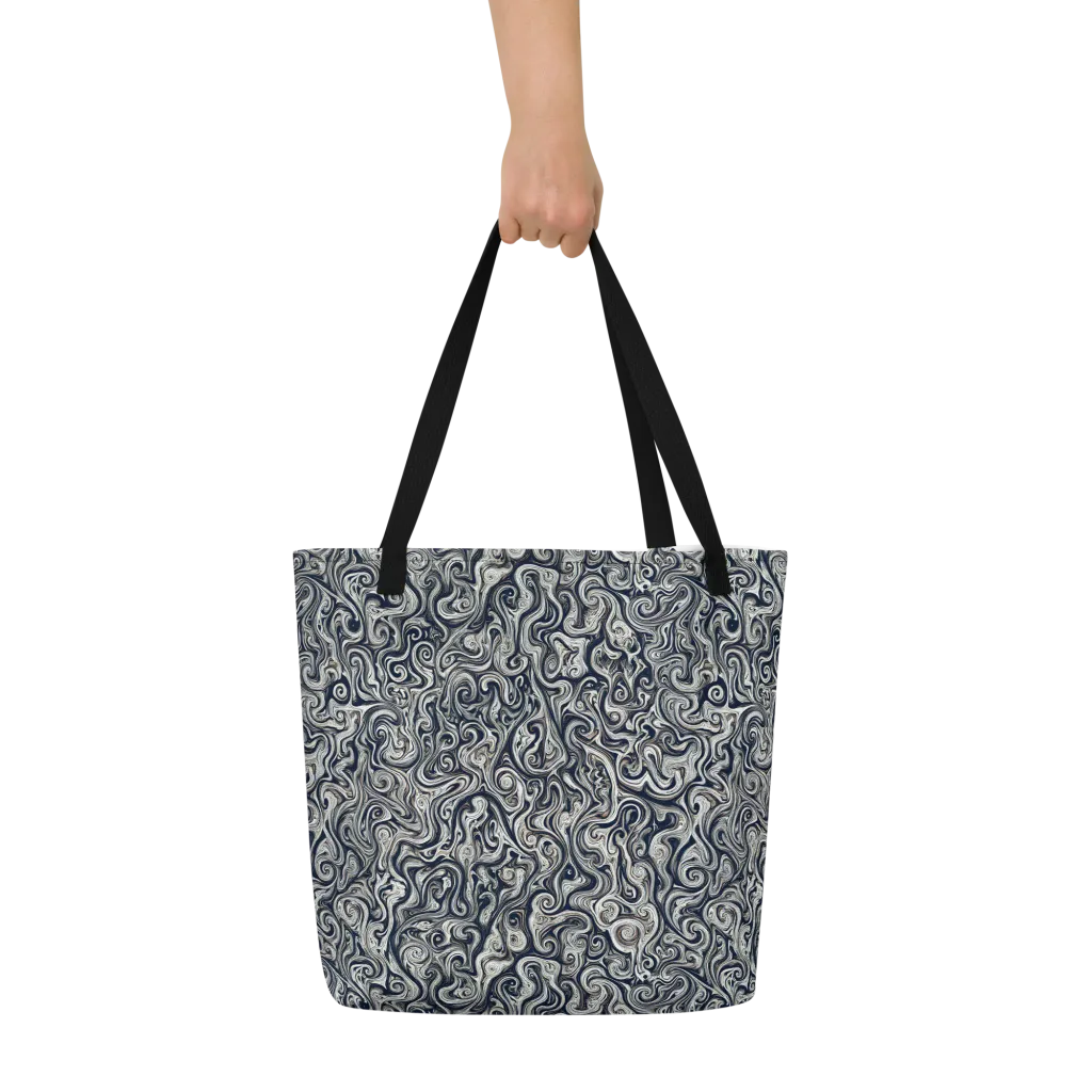 Midnight Marbling on Large Tote Bag W/ Pocket — Front