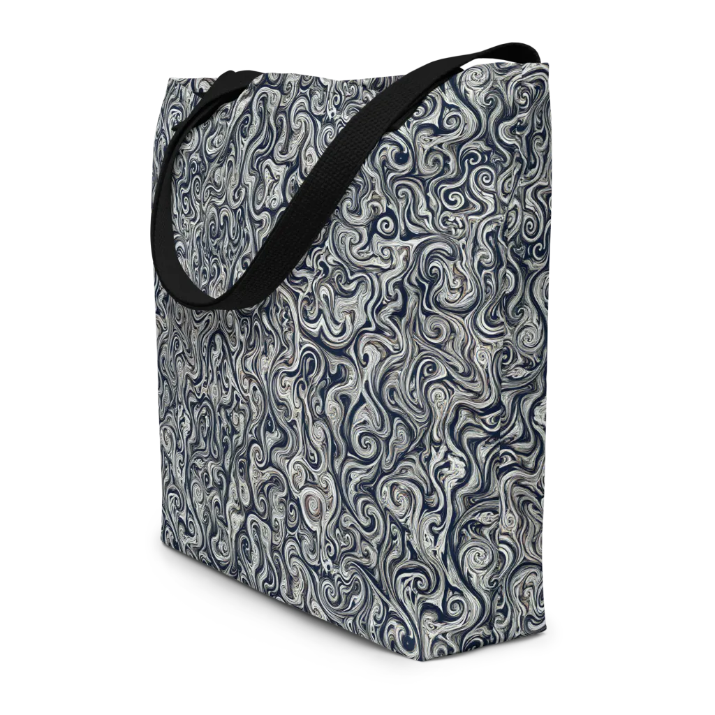 Midnight Marbling on Large Tote Bag W/ Pocket — Front