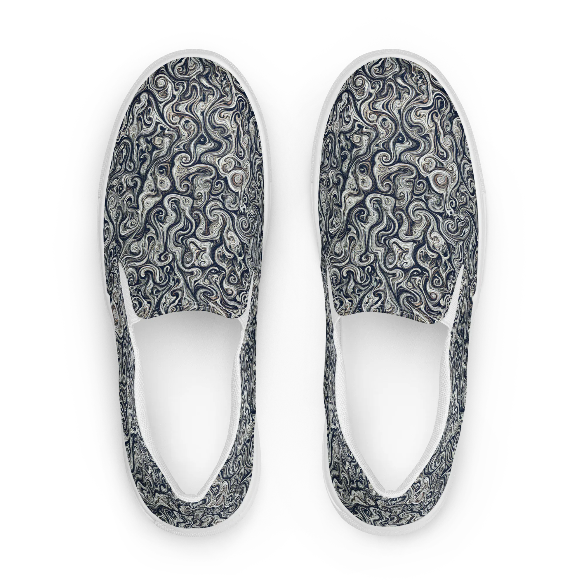 Midnight Marbling on Women's Slip-On Canvas Shoes — Front