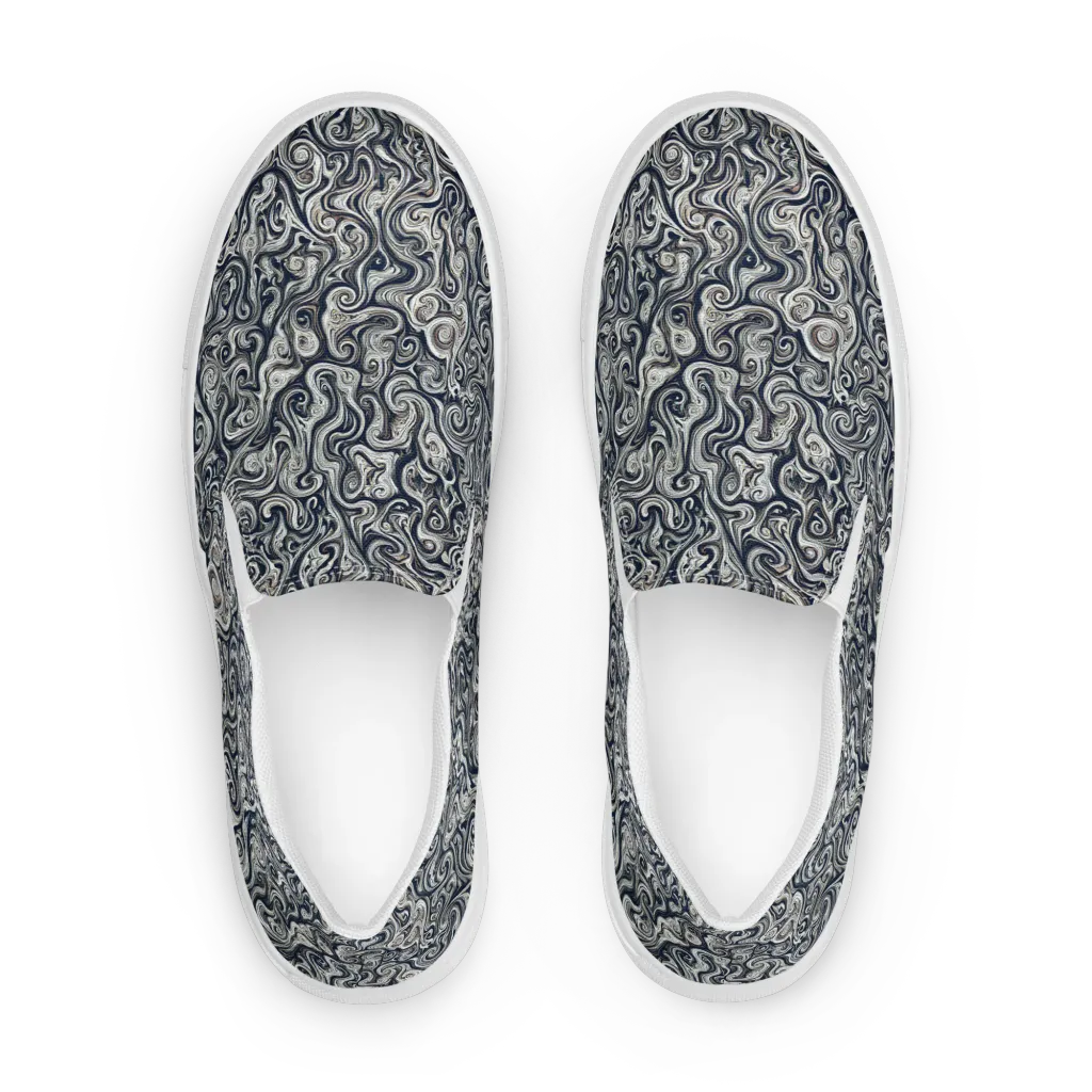 Midnight Marbling on Women's Slip-On Canvas Shoes — Front