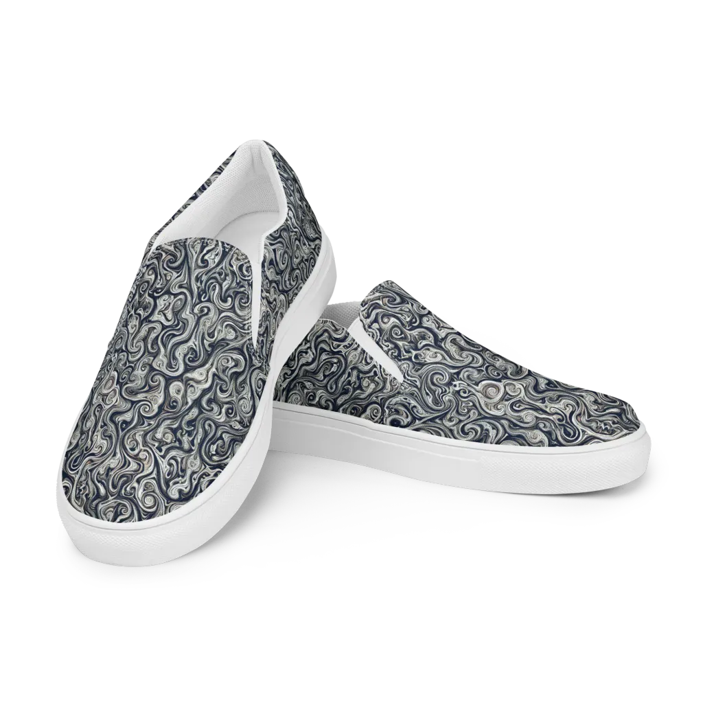 Midnight Marbling on Women's Slip-On Canvas Shoes — Left Front
