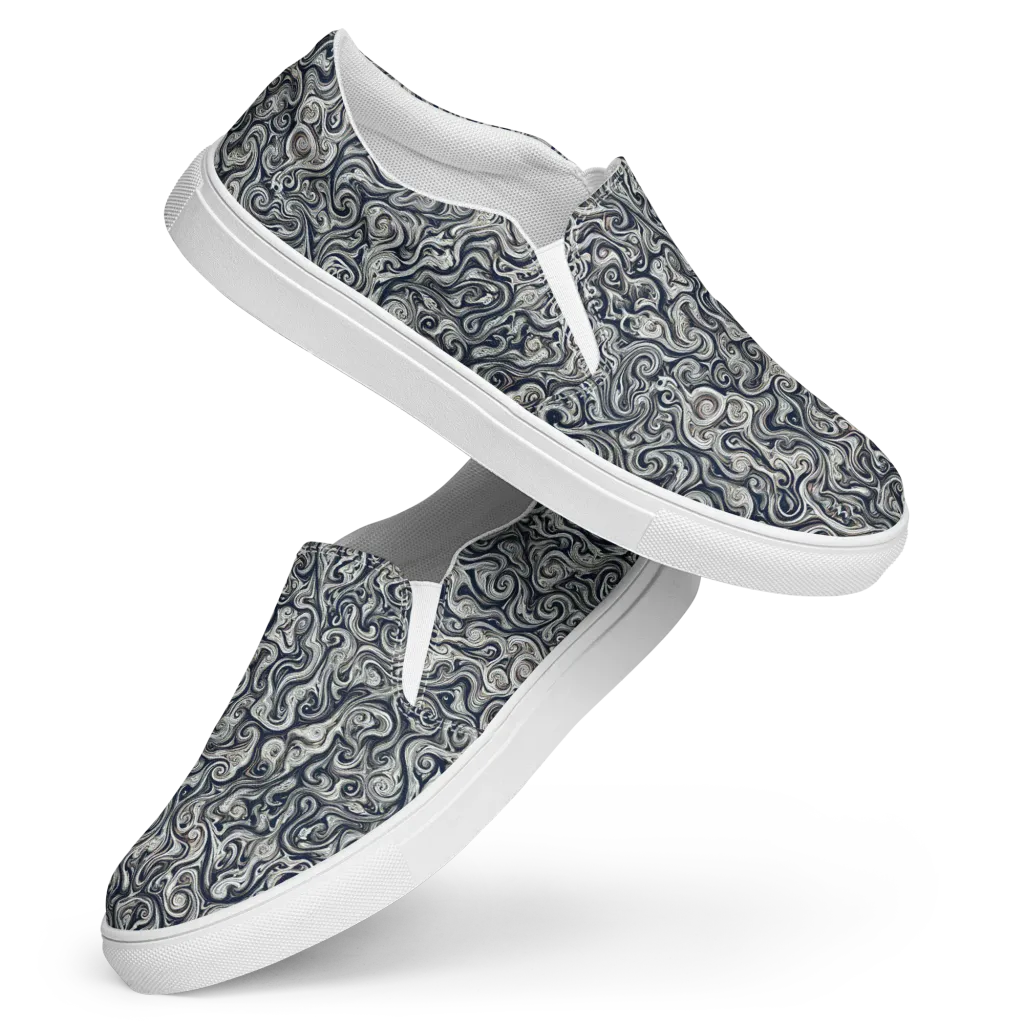 Midnight Marbling on Women's Slip-On Canvas Shoes — Front
