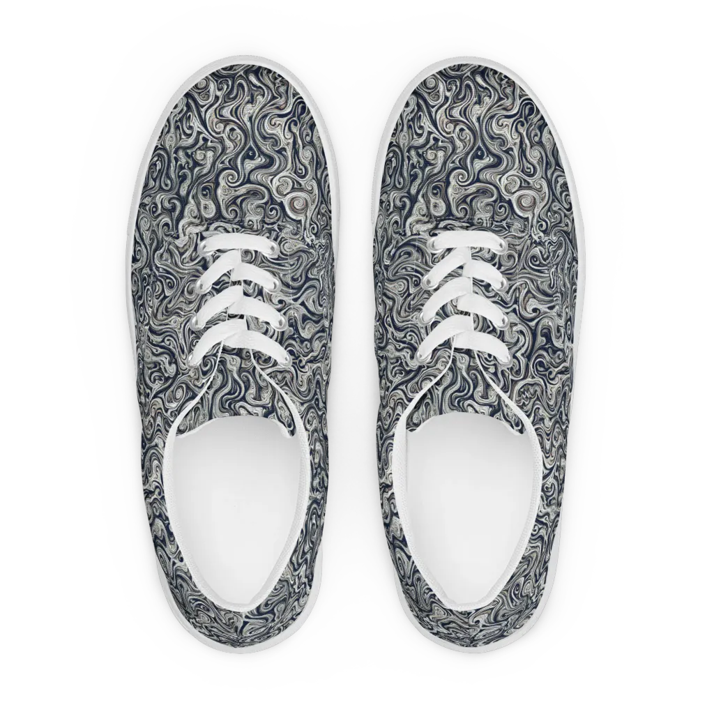 Midnight Marbling on Men's Lace-Up Canvas Shoes — Front