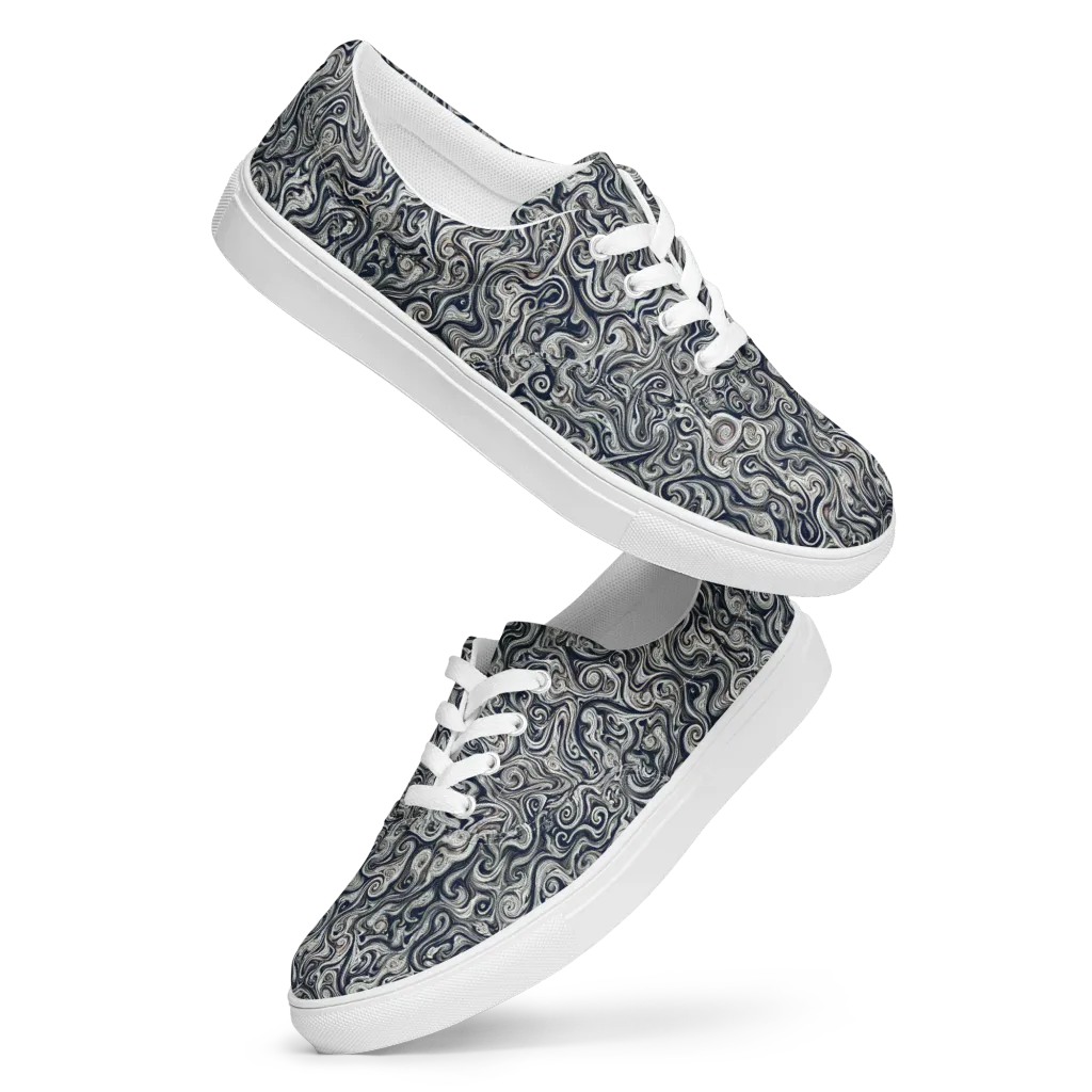 Midnight Marbling on Men's Lace-Up Canvas Shoes — Front