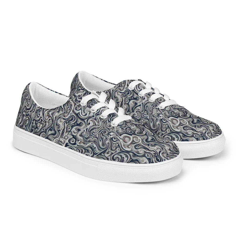 Midnight Marbling on Men's Lace-Up Canvas Shoes — Right Front