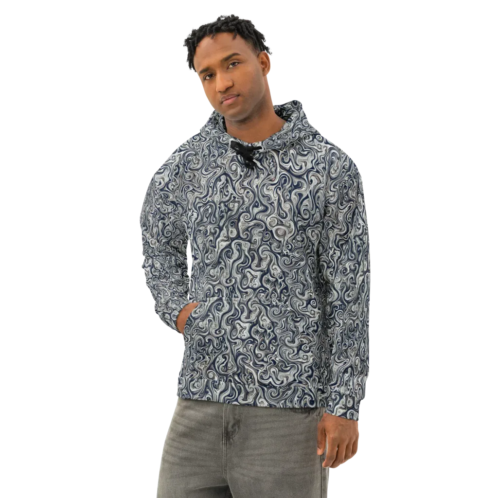Midnight Marbling on Cotton Hoodie — Left Front