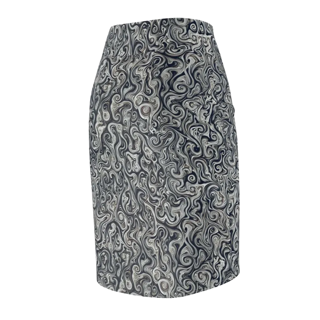Midnight Marbling on Pencil Skirt — Back Side