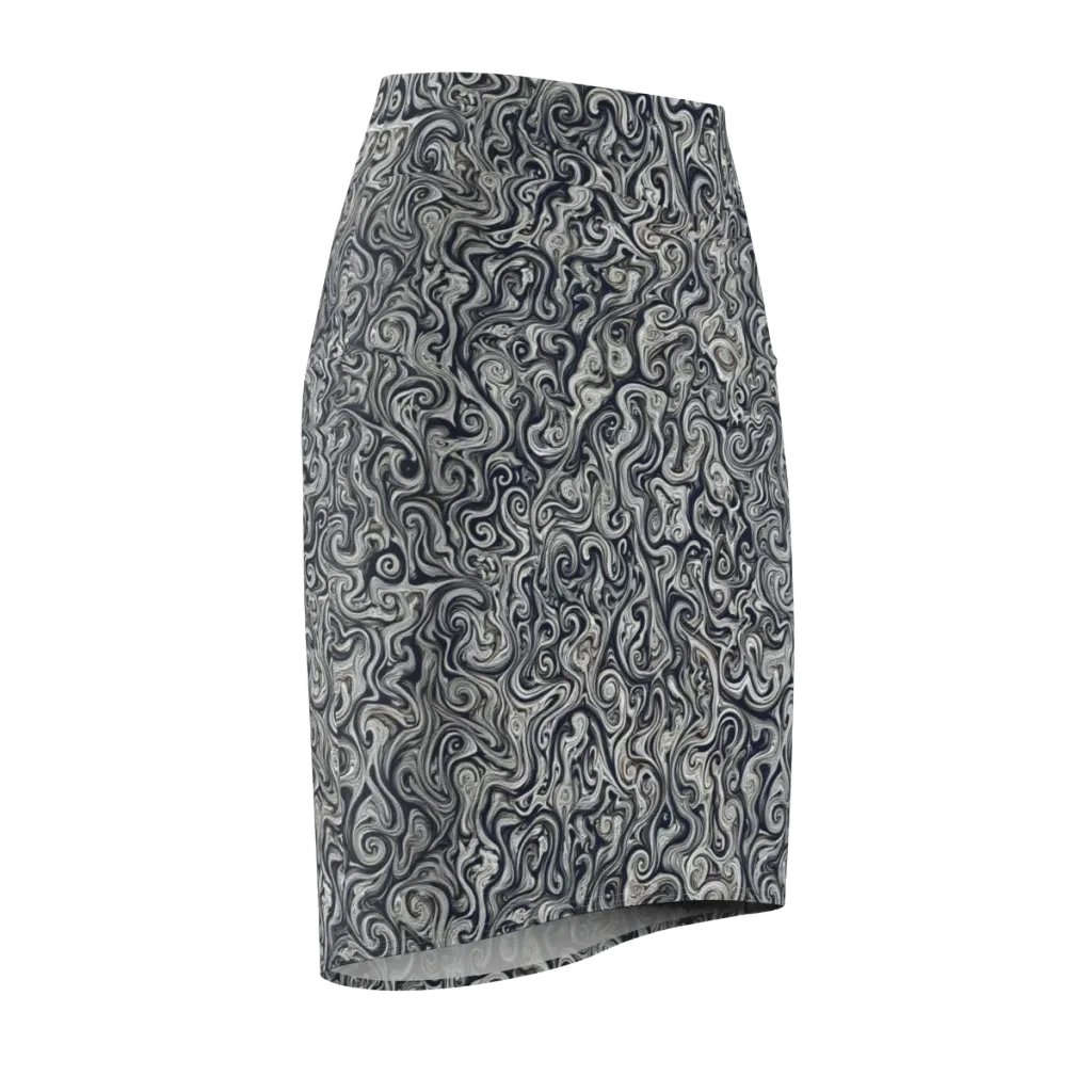 Midnight Marbling on Pencil Skirt — Front Side