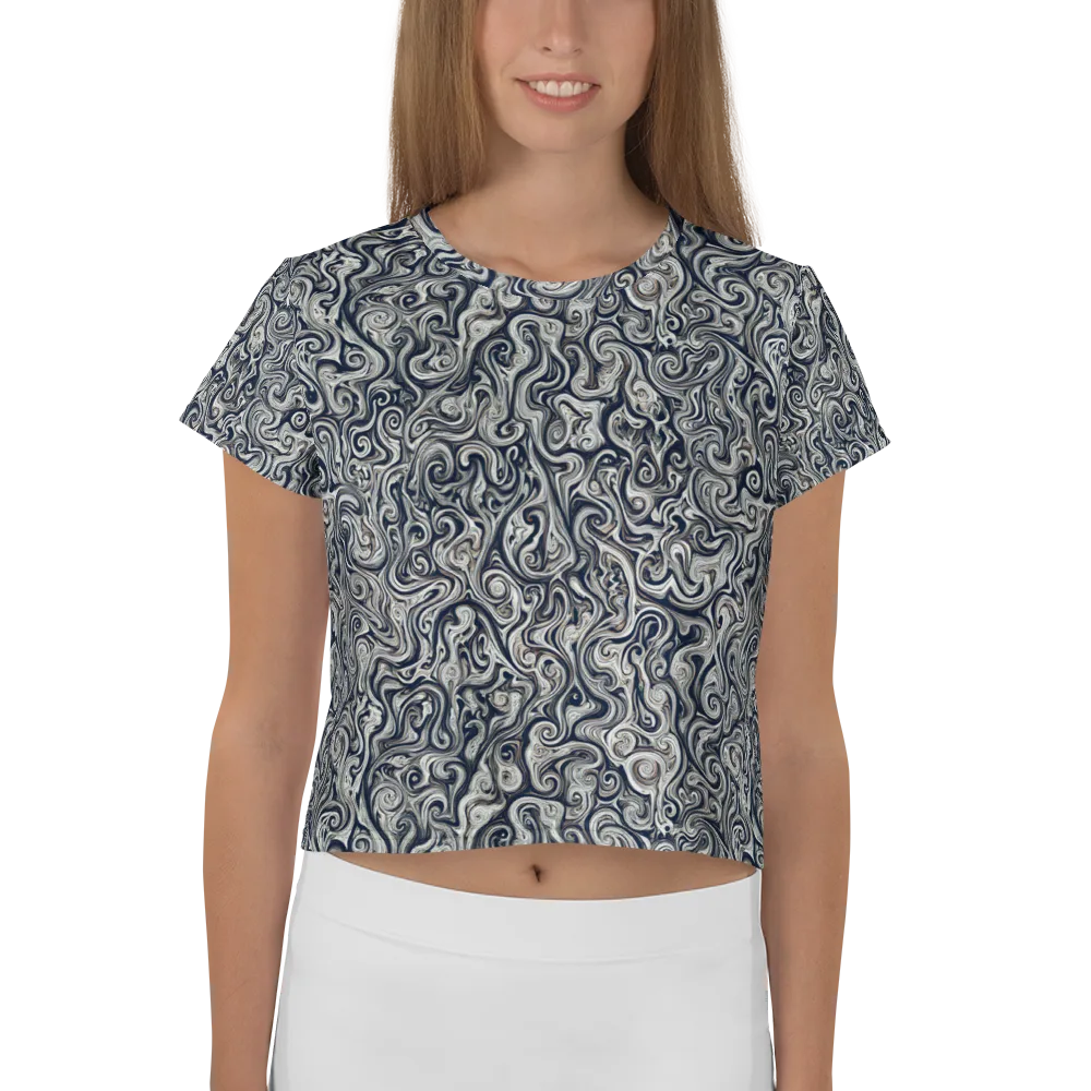 Midnight Marbling on Crop Tee — Front
