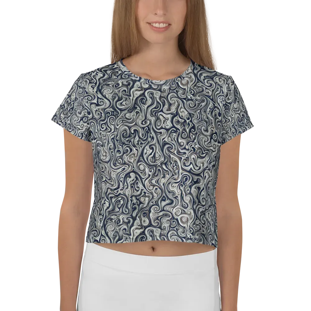 Midnight Marbling on Crop Tee — Front