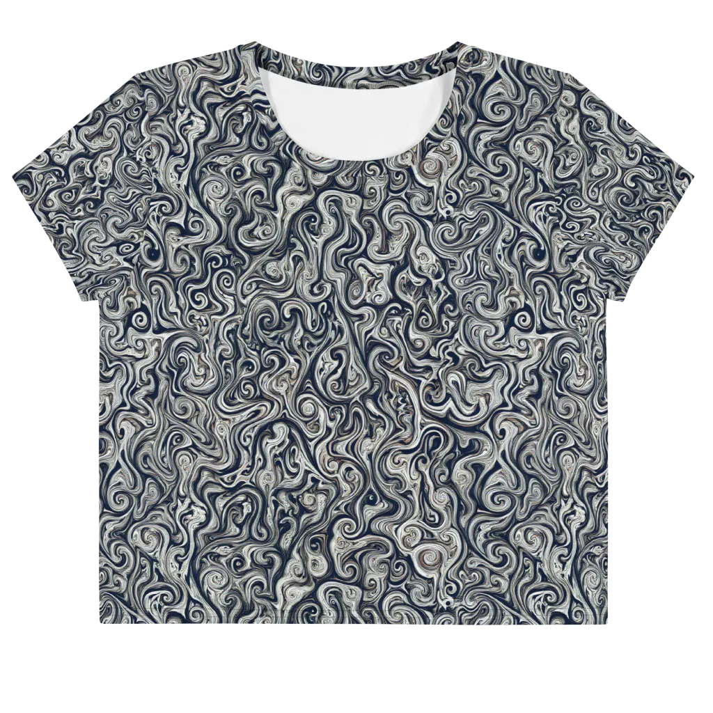 Midnight Marbling on Crop Tee — Front