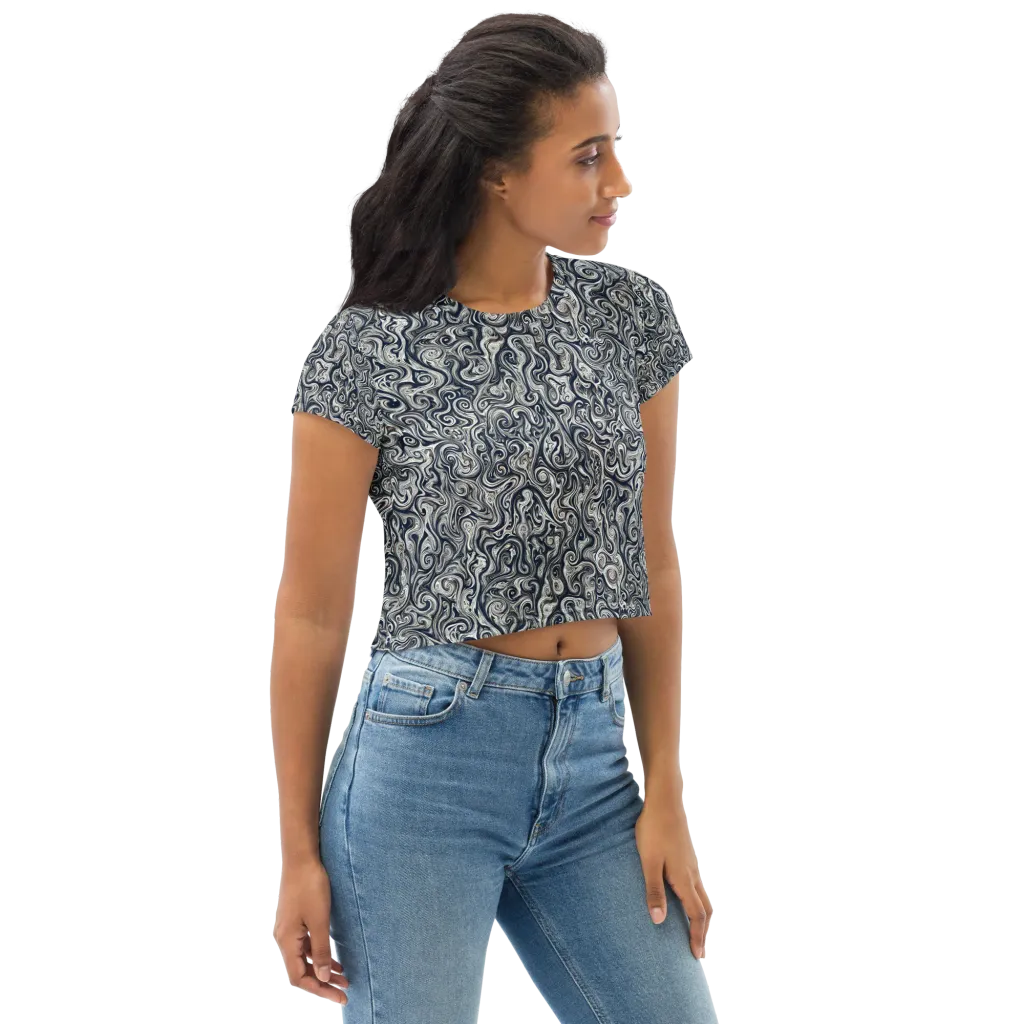 Midnight Marbling on Crop Tee — Right Front