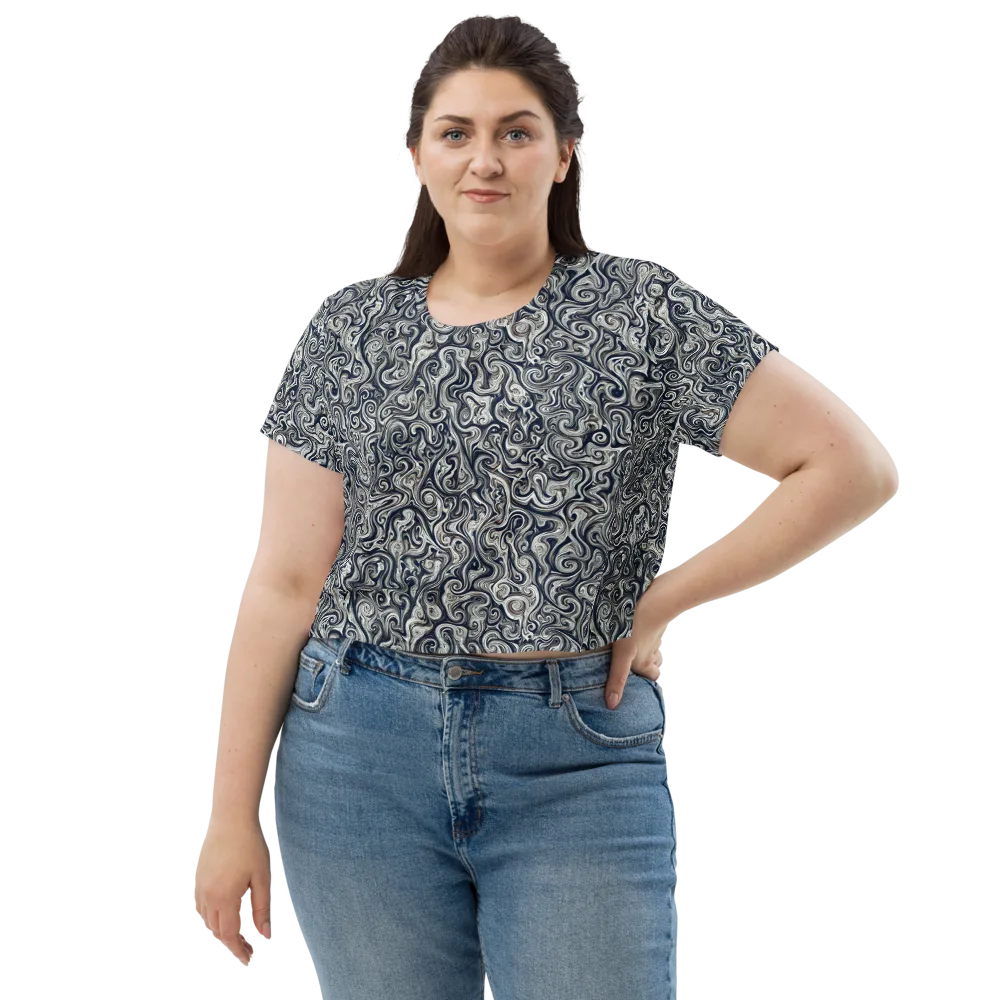 Midnight Marbling on Crop Tee — Front