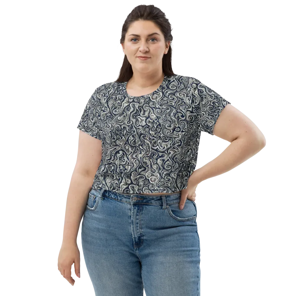 Midnight Marbling on Crop Tee — Front