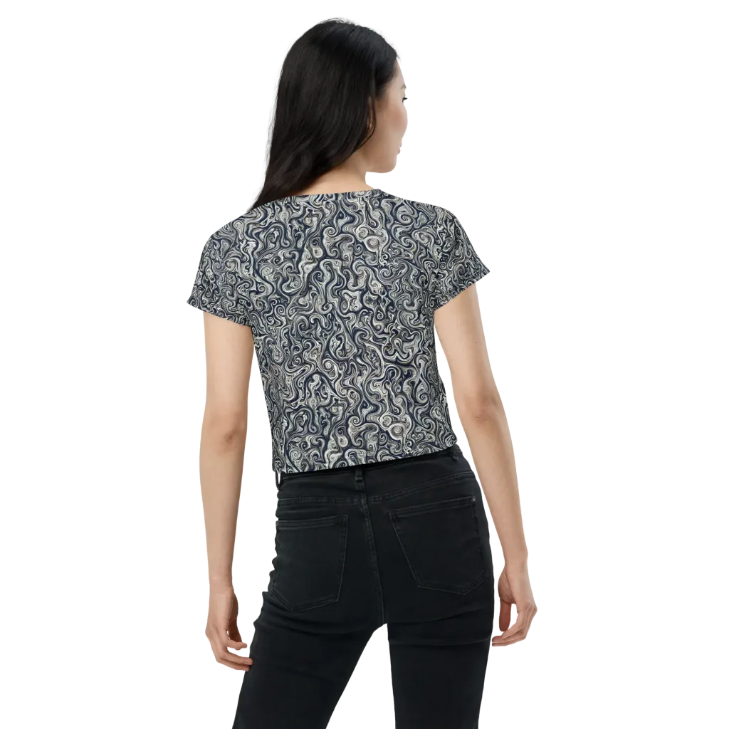 Midnight Marbling on Crop Tee — Back