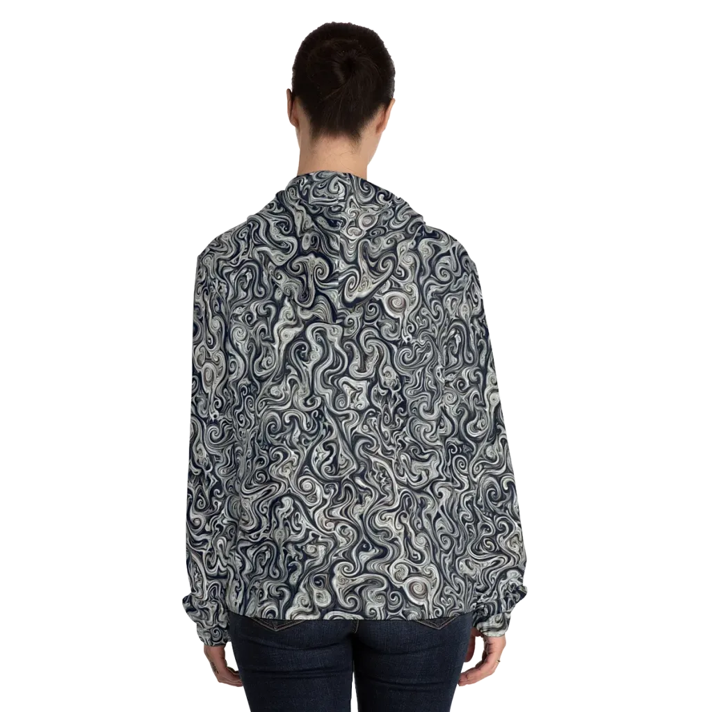Midnight Marbling on Women's Full-Zip Hoodie — Back On Person