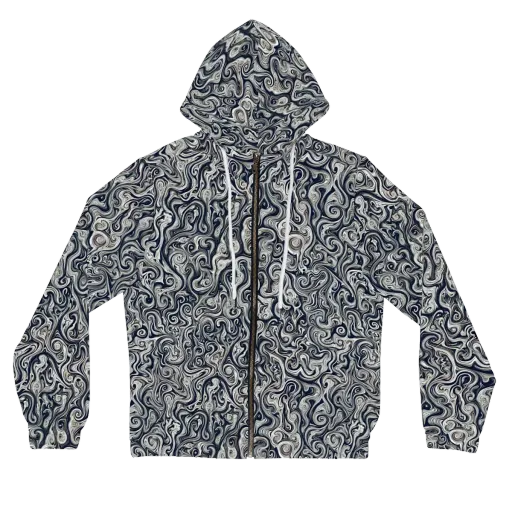 Midnight Marbling on a Women's Full-Zip Hoodie