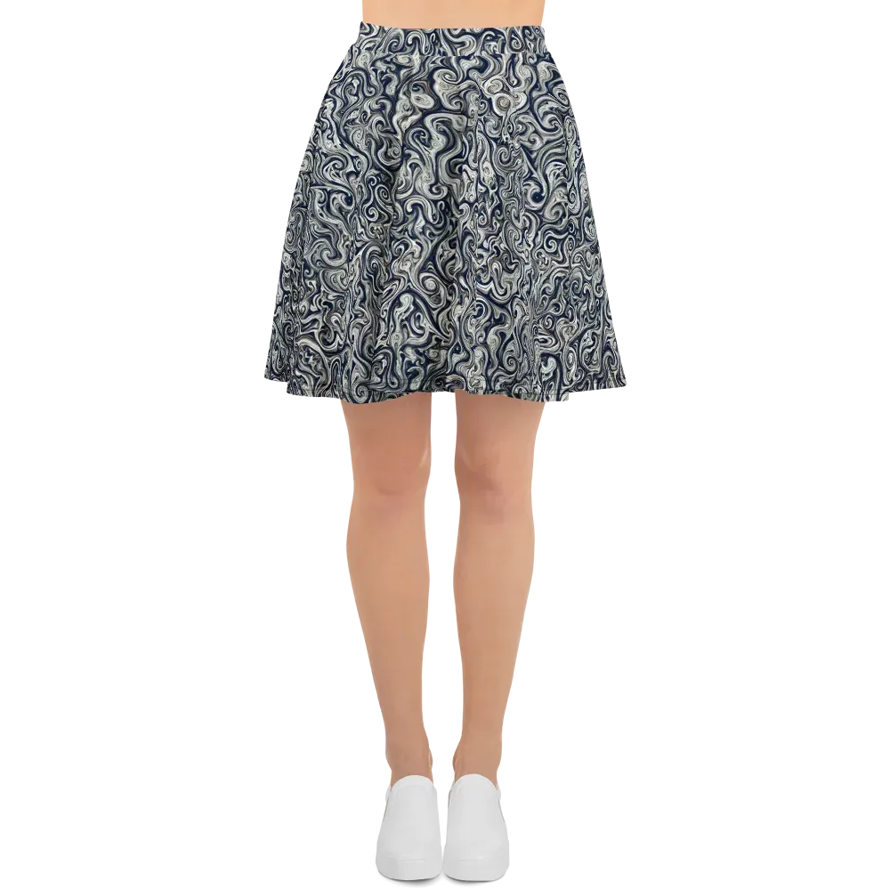 Midnight Marbling on Skater Skirt — Front