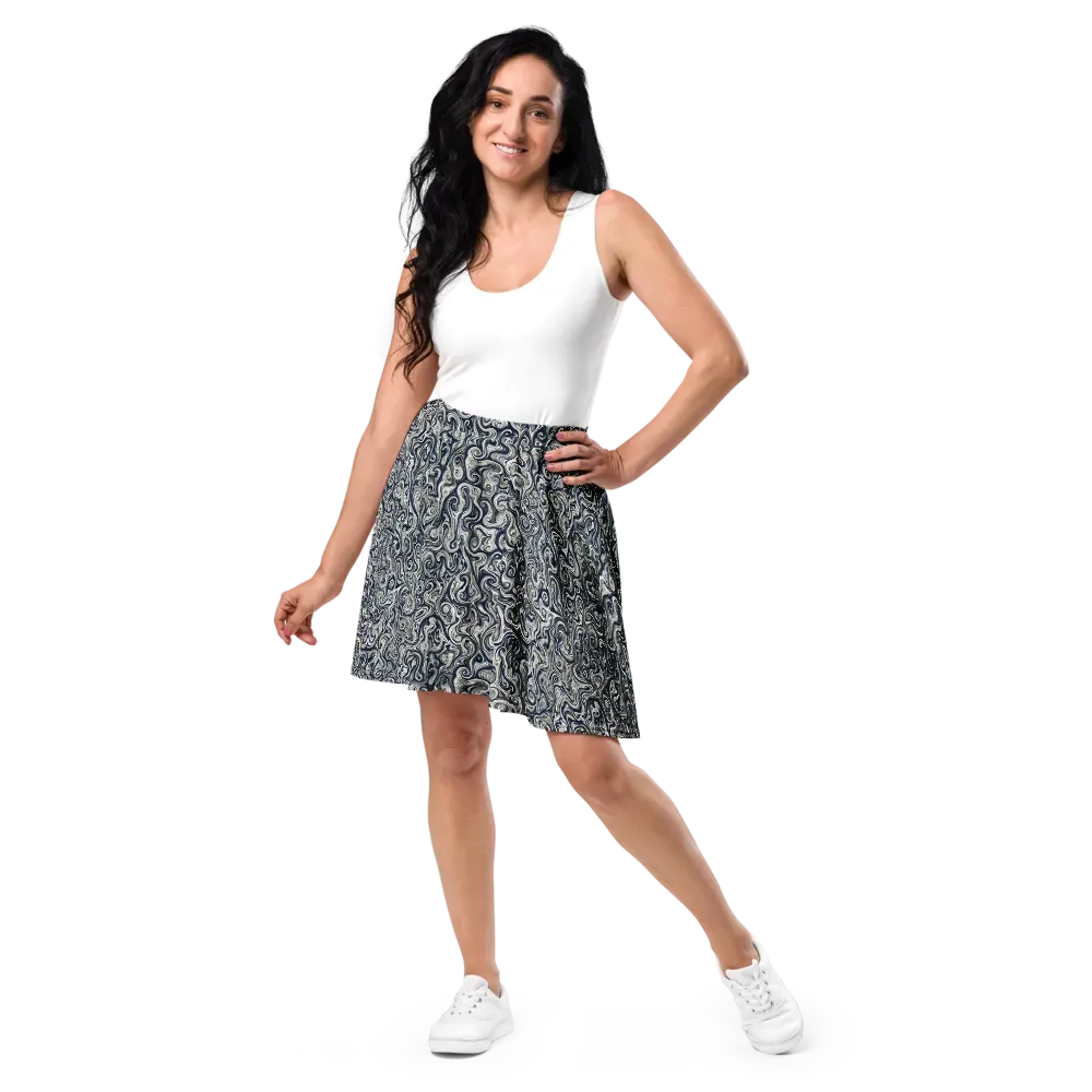 Midnight Marbling on Skater Skirt — Front