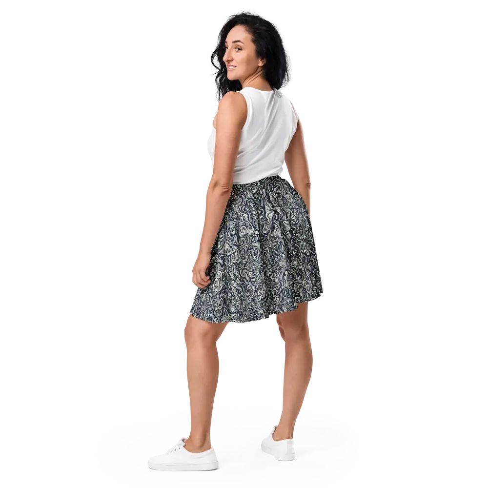 Midnight Marbling on Skater Skirt — Back