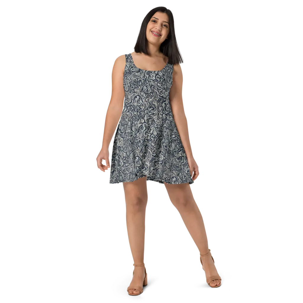 Midnight Marbling on Skater Dress — Front