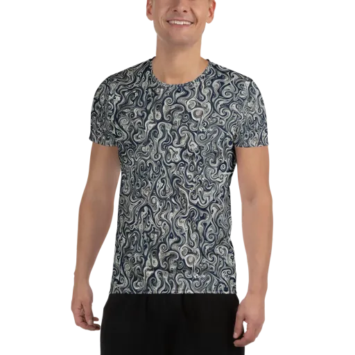 Midnight Marbling on a Men's Athletic T-Shirt
