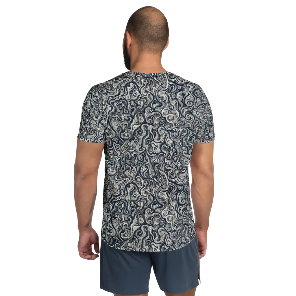 Midnight Marbling on Men's Athletic T-Shirt — Back
