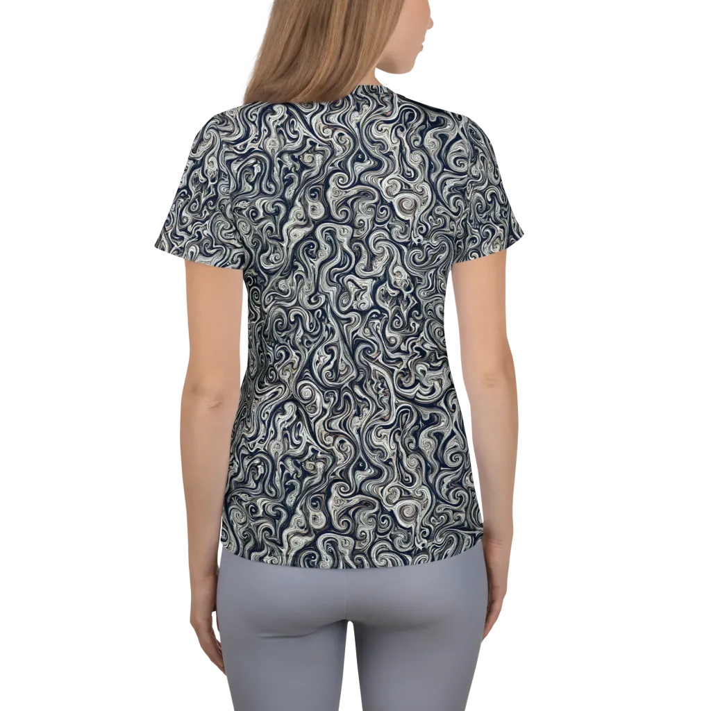 Midnight Marbling on Women's Athletic T-Shirt — Back