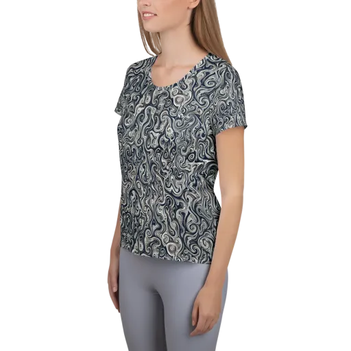 Midnight Marbling on a Women's Athletic T-Shirt