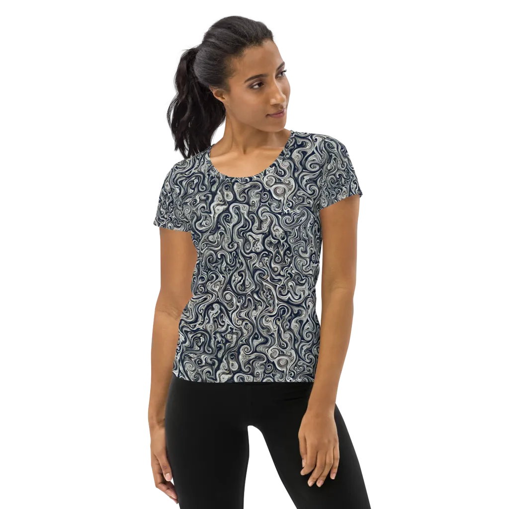Midnight Marbling on Women's Athletic T-Shirt — Front