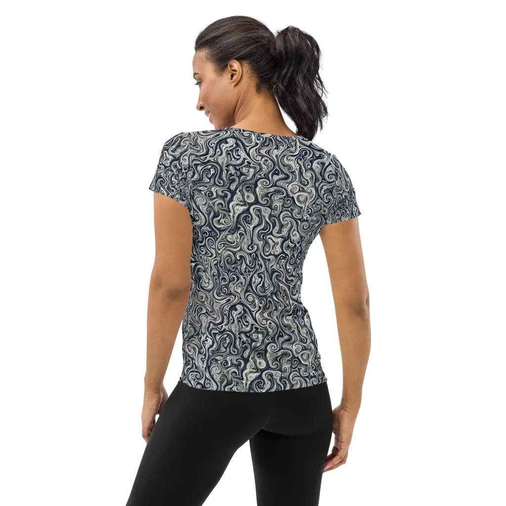 Midnight Marbling on Women's Athletic T-Shirt — Back