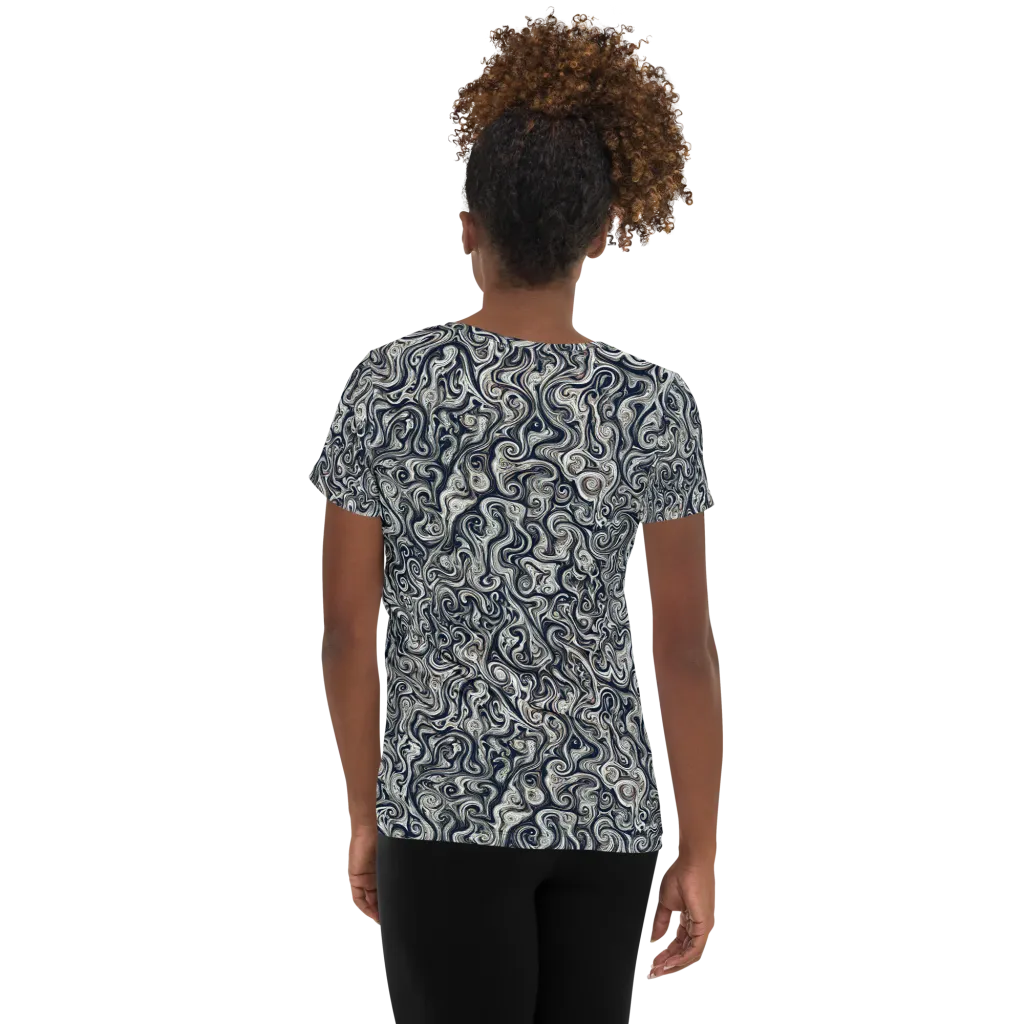 Midnight Marbling on Women's Athletic T-Shirt — Back