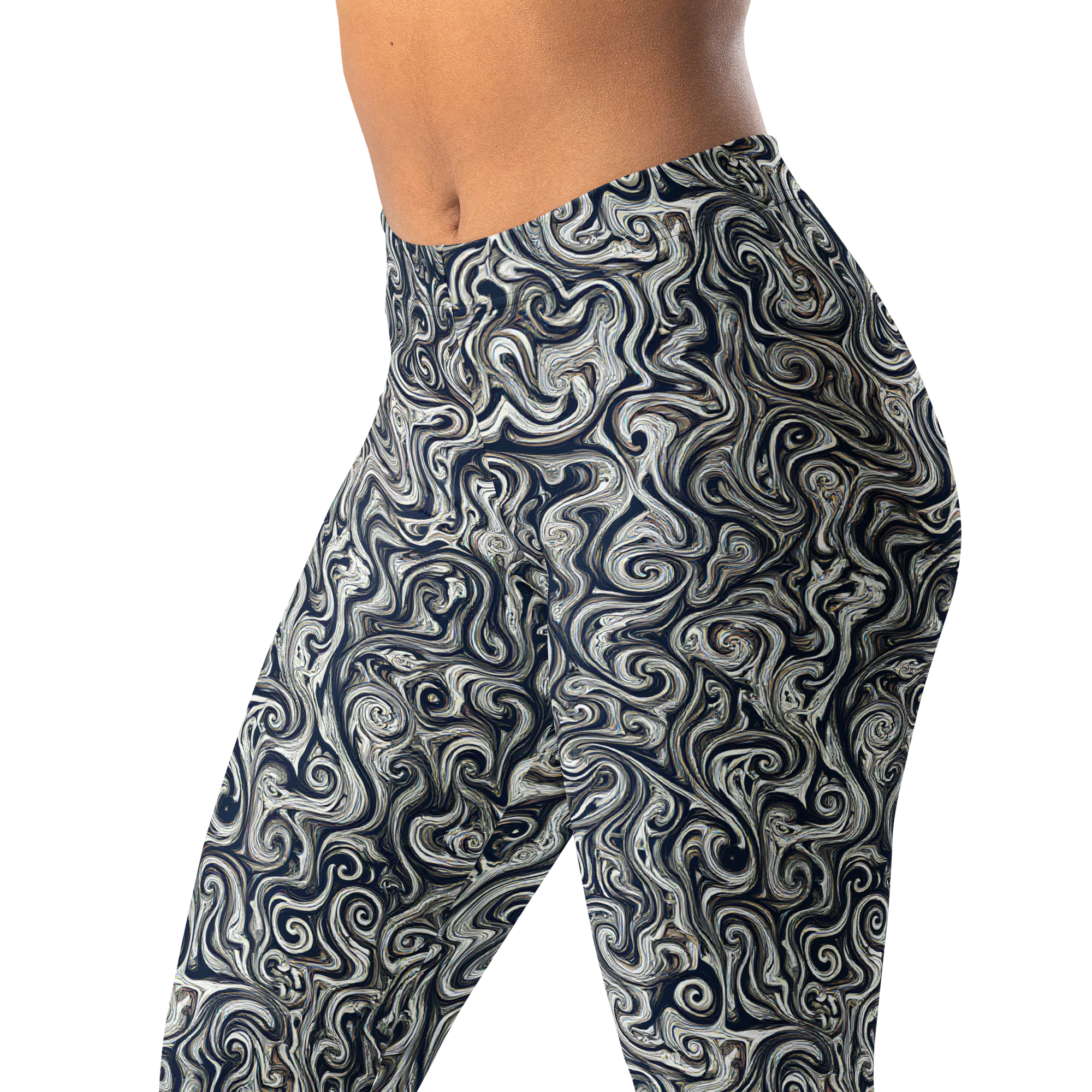 Midnight Marbling on Leggings — Left Front