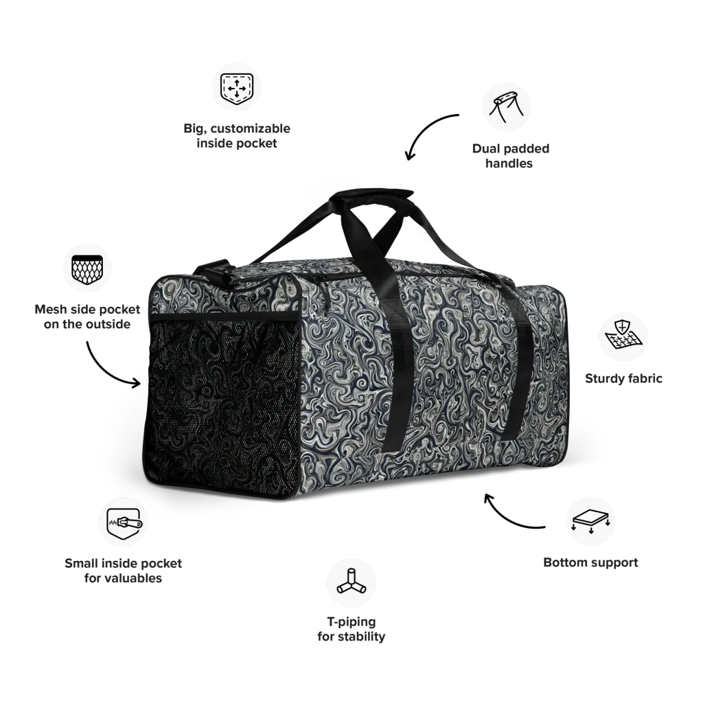 Midnight Marbling on Duffle Bag — Right Front