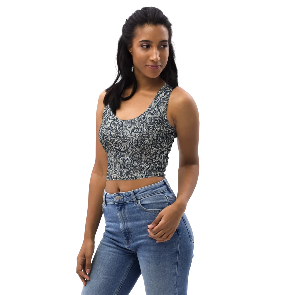 Midnight Marbling on Crop Top — Left Front