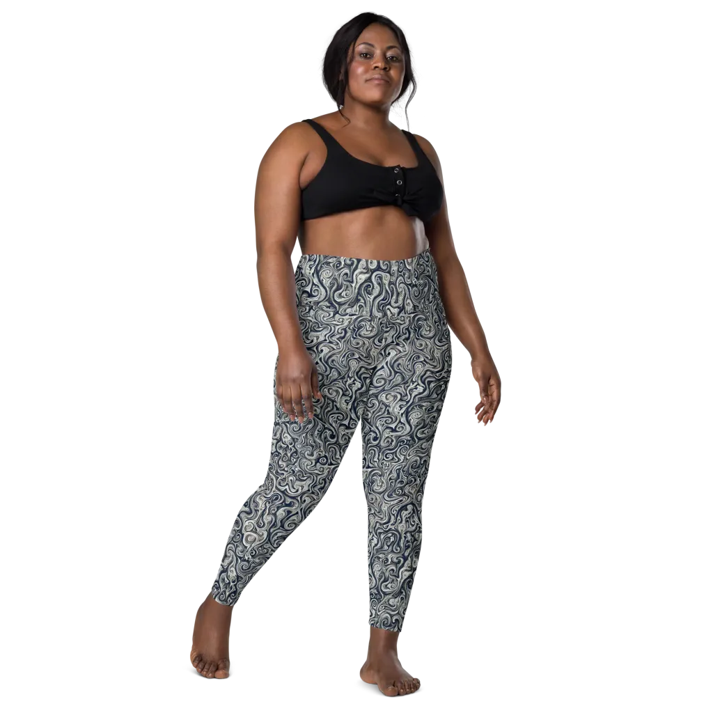 Midnight Marbling on Leggings with Pockets — Front