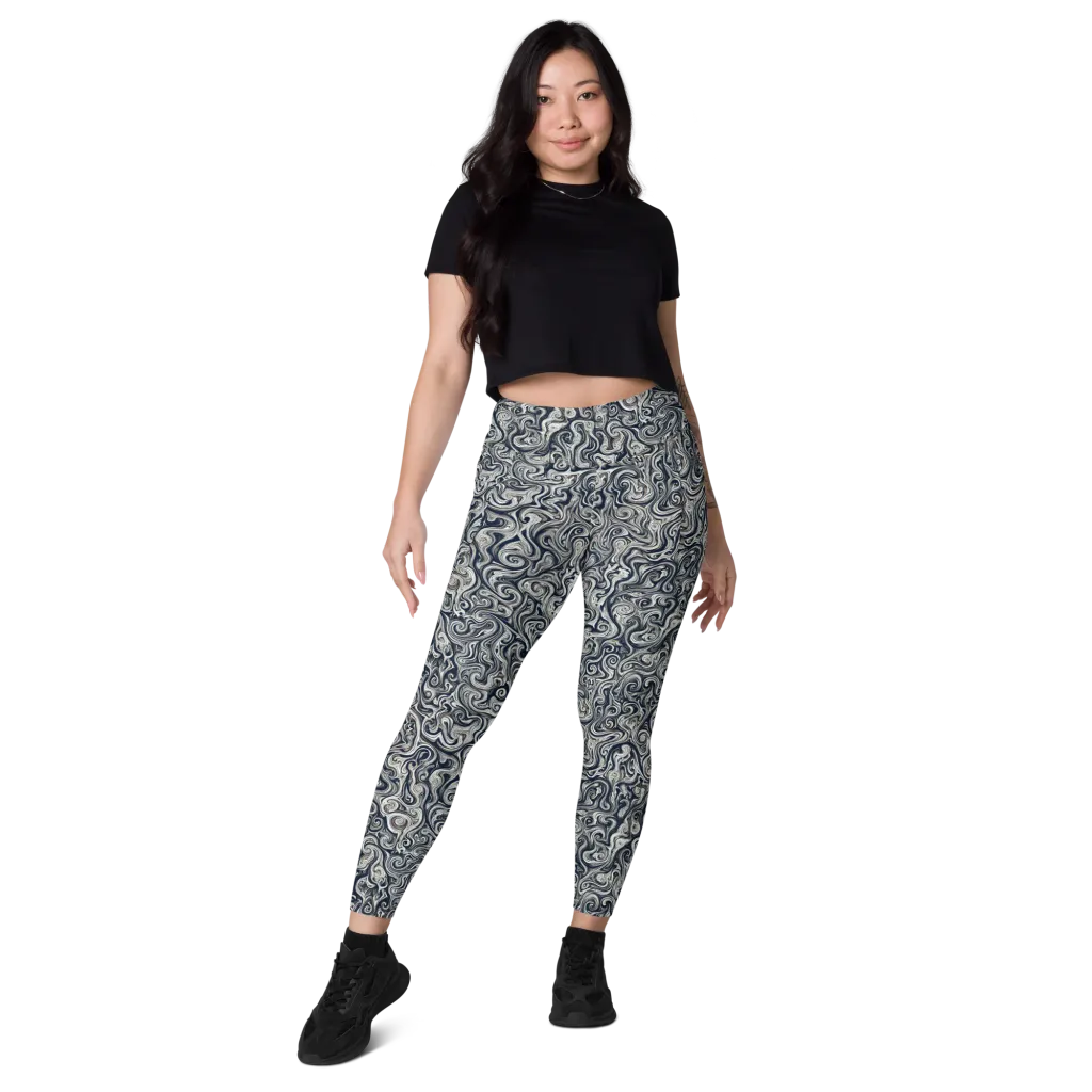 Midnight Marbling on Leggings with Pockets — Front