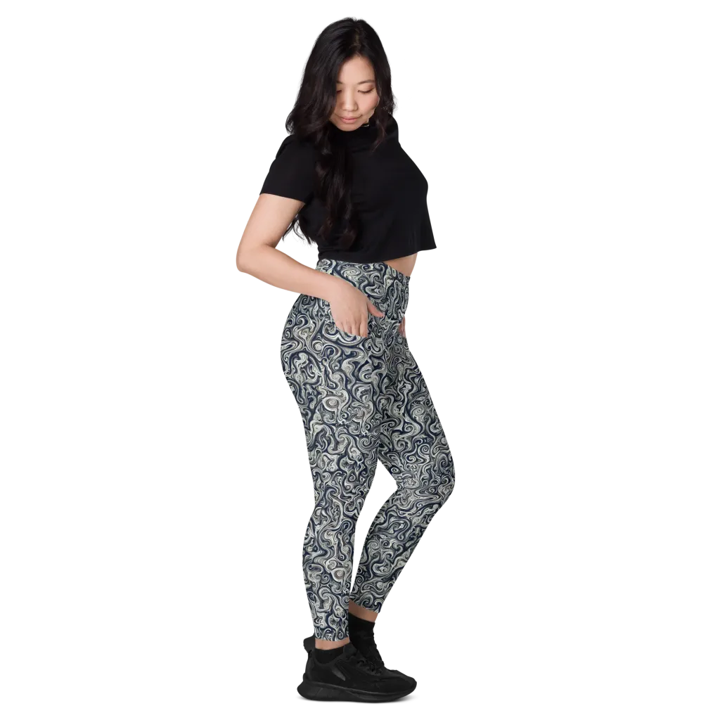 Midnight Marbling on Leggings with Pockets — Right