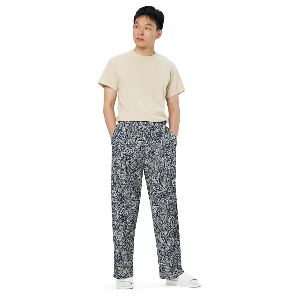Midnight Marbling on Wide-Leg Pants — Front