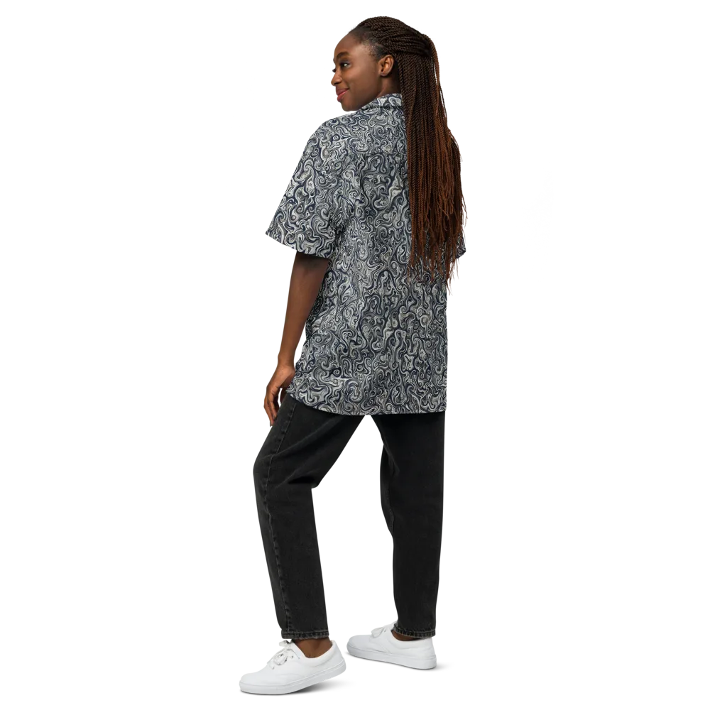Midnight Marbling on Button Shirt — Back