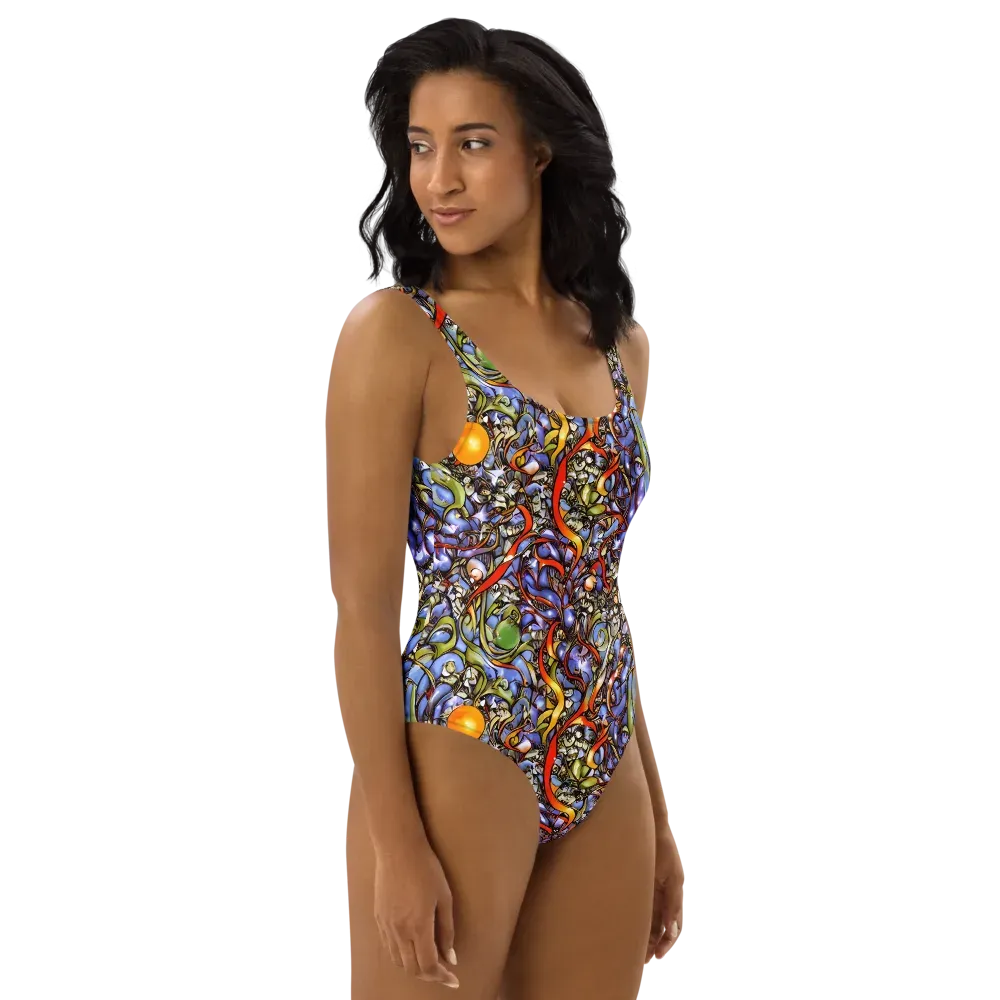 Kinetic Garden on One-Piece Swimsuit — Right